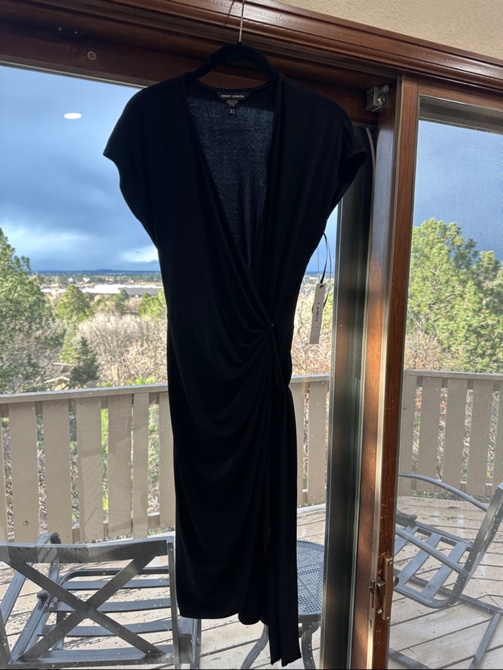 Maggy London Black Twist-Knot Midi Dress